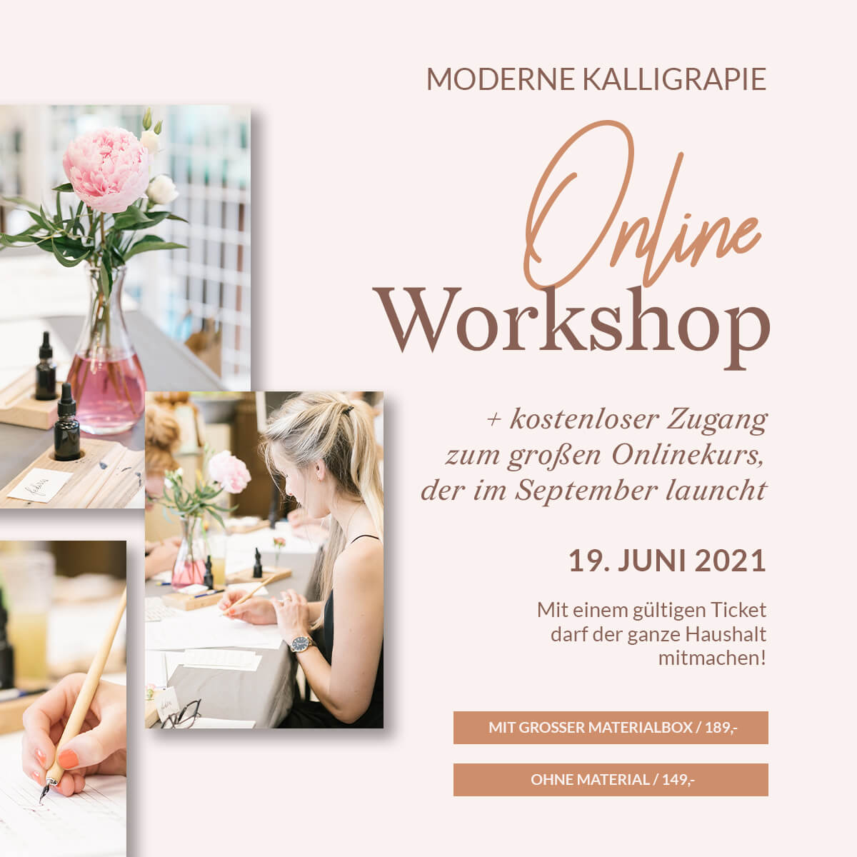Moderne Kalligraphie Workshop Onlinekurs Zoom Hamburg Bremen