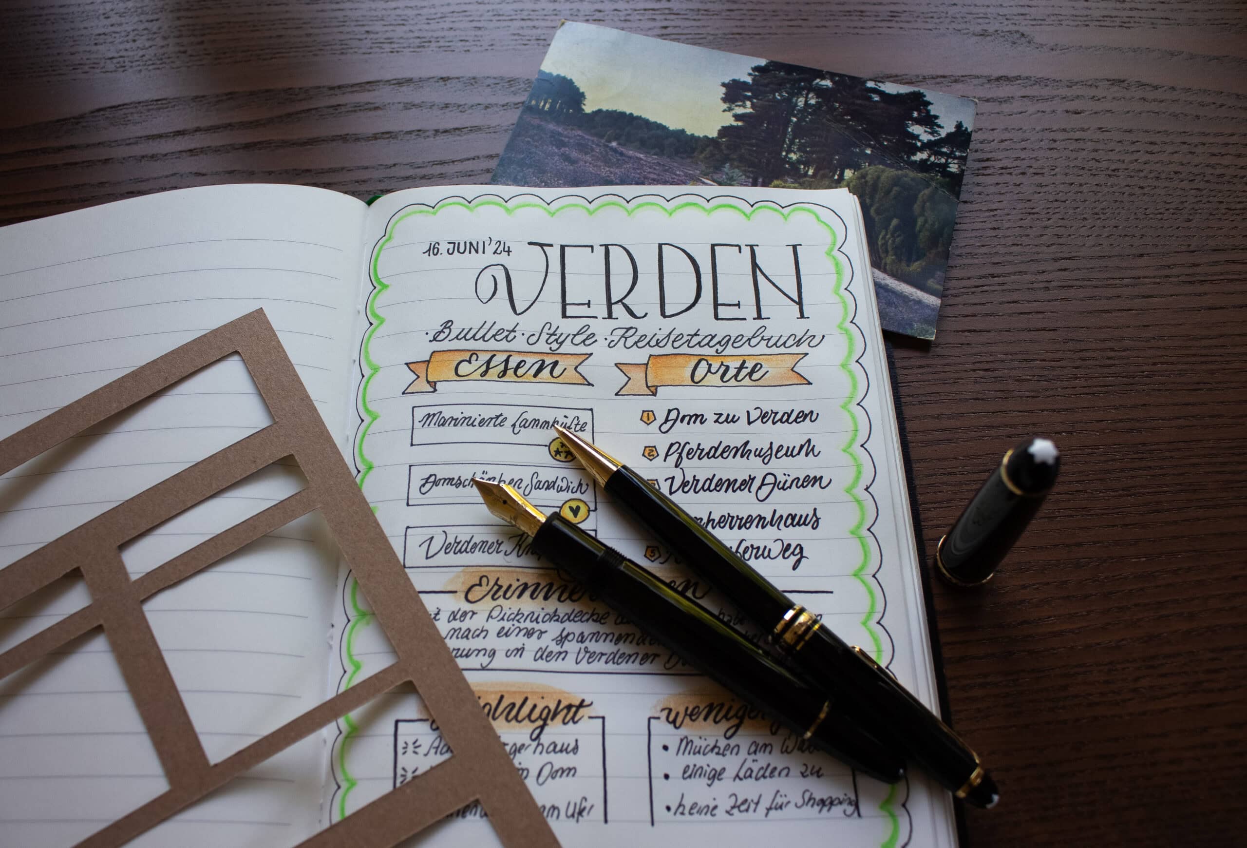 Reisetagebuch gestalten Vorlagen Onlinekurs Kalligrafie Hand Lettering Journaling Travel Journal