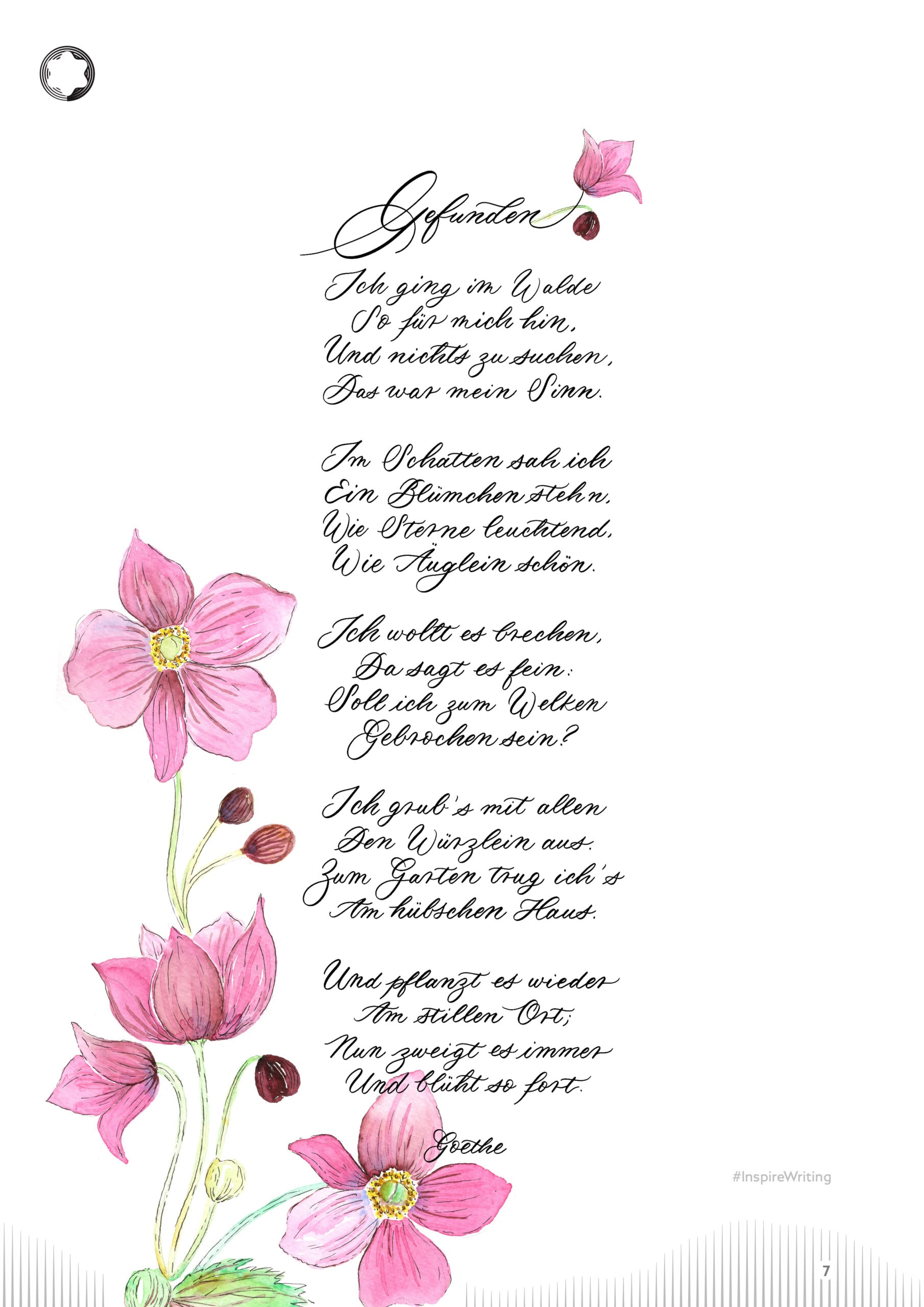 Gefunden Goethe Gedicht Poesie kreativer Schreibkurs Alphabet Vorlage Montblanc Kalligrafie