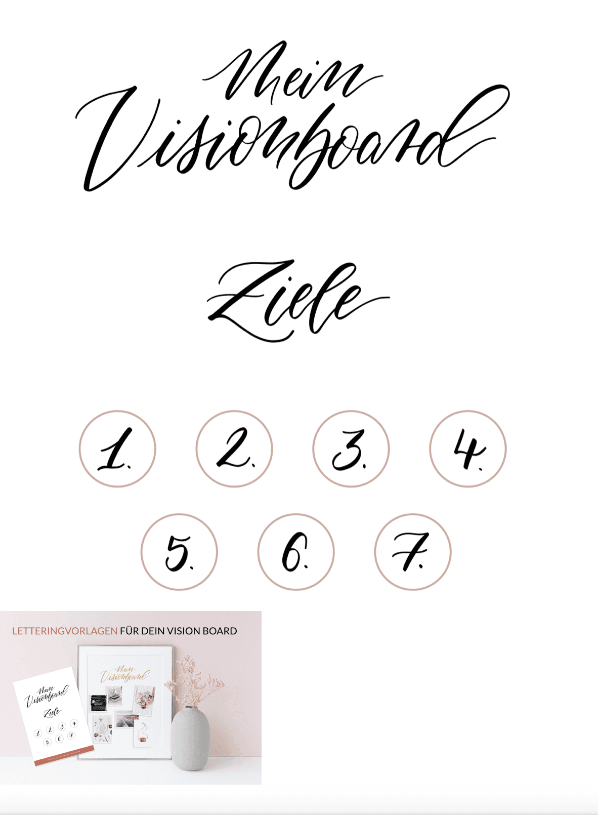 Vision Board Vorlage Schriftzüge Überschrift